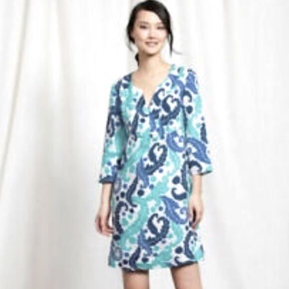 BODEN Classic tunic split neck 100% linen dress, style WW194, size 12L. - Picture 2 of 10